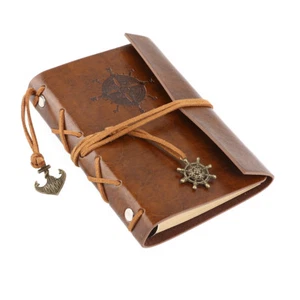 Cuaderno de colección con cubierta de PU hojas sueltas con cadena diario de viaje diario jotter - Imagen 1 de 10