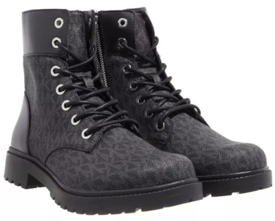 Michael Kors Women's Alistair Bootie Black 8.5 M Signature Logo Combat Boots NEW - Image 1 of 4