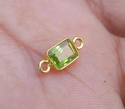 Natural Peridot Gold Charm -18k Gold Solid Gold Handmade Charm for Bracelet - Image 1 of 3