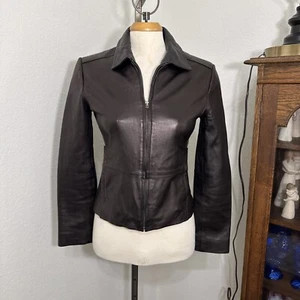 Woman's Wilsons Maxima Soft Dark Brown Leather Full Zip Jacket XS Great! - Picture 1 of 16