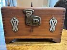 Cigar Box Footed Dove Tailed Handles Metal Clasp Locking With No Key Vintage