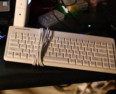 PERIBOARD-409 PW Wired PS 2 Mini Keyboard White US English Layout, NEW - Image 1 of 4