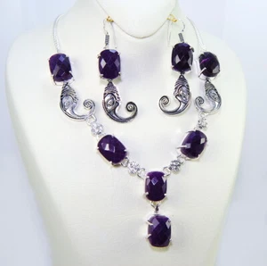 Damenanhänger Kette Set Edelstein Amethyst charaktervolle Sterling Silber 925 - Bild 1 von 3