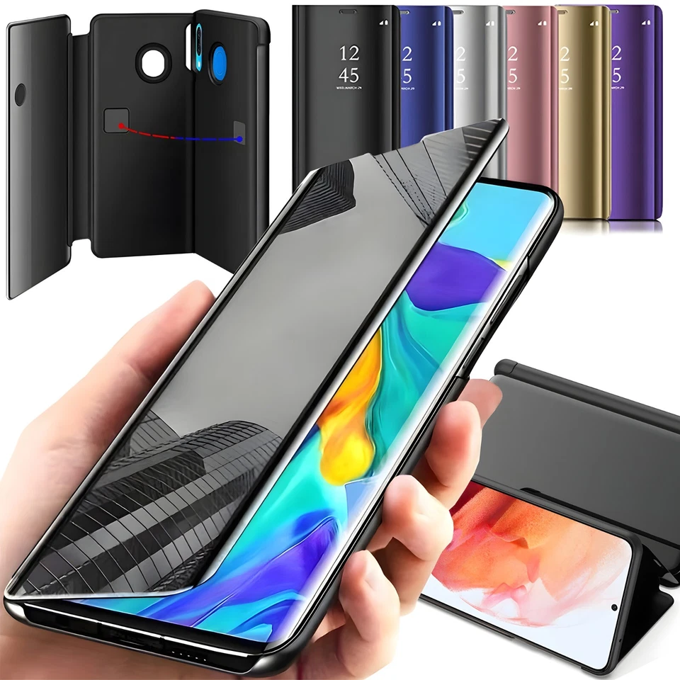 Handyhülle Clear View Case Flip Cover Mirror Handy Schutz Hülle Spiegel Tasche - Bild 1 von 4
