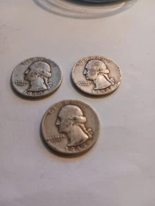 1-1944D & 2 1944P SILVER - Washington QUARTER NOT GRADED SET OF 3,I DO NOT CLEAN - Picture 1 of 2
