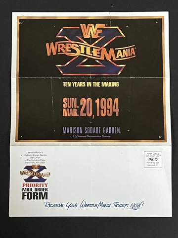 WWF/WWE ORIGINAL POSTER - WRESTLEMANIA POSTER -VINTAGE WRESTLEMANIA X ORDER FORM Cover