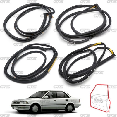Set 4 Door Rubber Seal Weatherstrip For Toyota Corolla E90 AE92 1987 - 1991 - Image 1 of 4