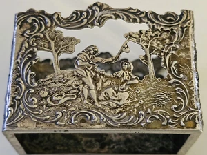 ANTIQUE GERMAN SILVER 800 SCULPTED DECANTER CASE WITHOUT GLASS. HANAU ? - Picture 1 of 9