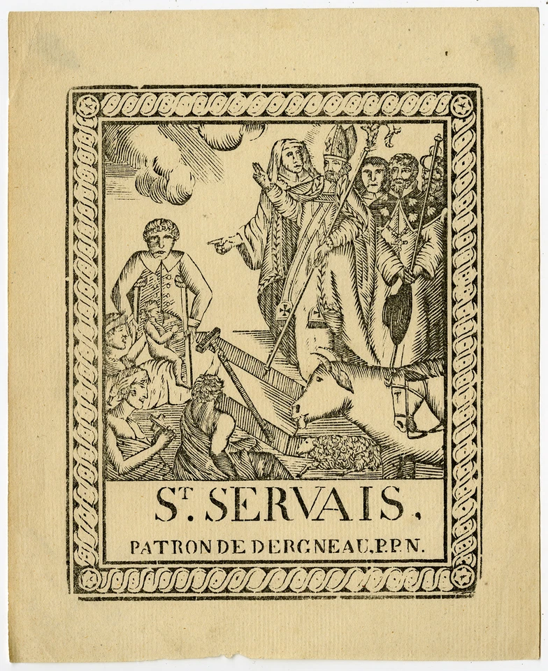 Antique Master Print-SAINT SERVATIUS-DEVOTION-DERGNEAU-Anonymous-c.1700 - Image 1 of 1