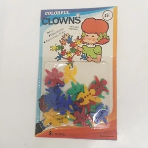 Vintage Colorful Clowns Novelty Toy T1002, Snap Together, Hong Kong, New - Picture 1 of 4