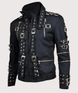 Michael Jackson Bad Tour Jacket Punk Rivet Military Style Retro Cosplay - Picture 1 of 6