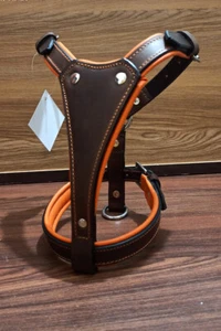 LEATHER PUPPY SMALL DOG HARNESS FULLY PADDED , STAINLESS STEEL FITTINGS - Picture 1 of 38