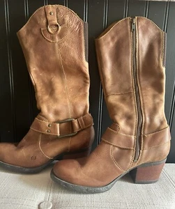 BORN Caramel Leather Tall Boots W/Heel. Beautiful. Size: 40.5 EUC Size: 10 US - Picture 1 of 10
