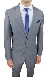 MENS GREY SLIM FIT ELEGANT CEREMONY TAILORED FULL DRESS 44-58 - Picture 1 of 4