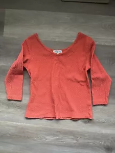 Camiseta Andria Lieu Mujer M Naranja Texturizada Manga Larga Cuello Redondo Elastizada - Imagen 1 de 6