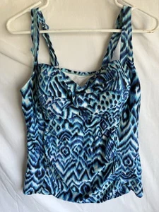 Beach Diva Tankini Top 16W Blue Nylon Blend - Picture 1 of 3