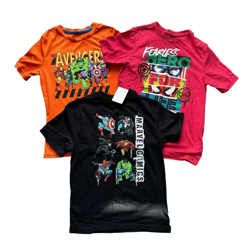 Lot Of 3 Marvel T-shirts 1 NWT Boys Size 8 - Image 1 of 4