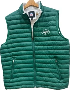 New York Jets NFL Green Puffer Vest Mens Size X-Large Quilted Nylon - Excellent - Picture 1 of 5
