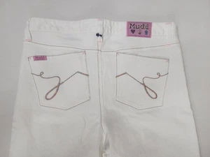 Vintage Mudd Y2K Low Rise Flare Jeans Cream Junior 16 Reg 30x30 Denim White 2000 - Bild 1 von 11