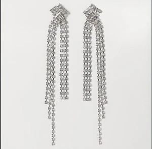 Orecchini donna H&M lunghi strass strass eleganti formali dichiarazione sera - Foto 1 di 4