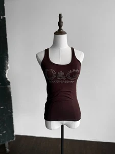 Camiseta sin mangas Dolce & Gabbana para mujer vintage Y2K marrón elástica ropa de calle talla - S - Imagen 1 de 7