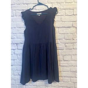 Vestido Babydoll Listicle Azul Marino Manga Volantes Cuello en V Niveles Para Mujer Grande - Imagen 1 de 6