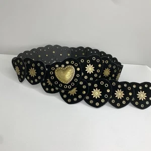 Kopen Australia | Y2K Heart Black Faux Suede Belt Wide Low Hip Rock Grunge Star - Bild 1 von 7