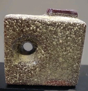 Van Woerden (?) Dutch MCM 70er Jahre Brutalist Fat Lava Glasur Vase/Kerzenhalter - Bild 1 von 9