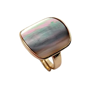 Natürlicher schwarzer Muschel Perlmutt Ring quadratische Form verstellbar - Bild 1 von 6