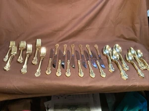 Cambridge Silversmiths Stainless Steel Faux Gold Swirl Sand 12 Pl Flatware Set - Picture 1 of 8