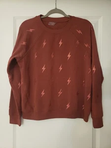 Betsy Johnson Pink Lightning Bolt Crewneck Sweatshirt Size M Medium - Picture 1 of 7