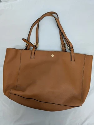 Tory Burch York Gold Buckle Saffiano Tan Leather Tote Bag Large Zip Carryall - Image 1 of 4
