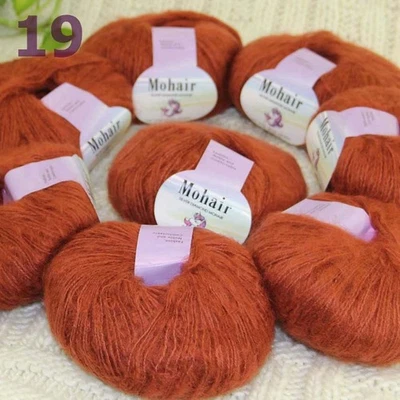 Sale New 8BallsX25g Luxury Soft Mohair Warm Wrap Shawl Hand Knit Crochet Yarn 19 - Image 1 of 4