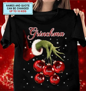 Grandma Christmas Grinch Hand Personalized Shirt, Christmas Gifts for Grandma - Picture 1 of 4