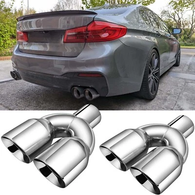 Para Serie 5 G30 540i 540i Doble 2.5" a 3.5" Cuádruple Tubo de Escape Punta Doble Pared Foto 1 de 4