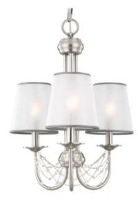 Feiss F2918/3BS 3 - LIGHT AVELINE MINI CHANDELIER Brushed Steel - Picture 1 of 5