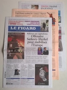 LE FIGARO N°20 244 du 01/09/2009 -Offensive Sarko-Merk/ Tintin traîné en justice - Picture 1 of 9