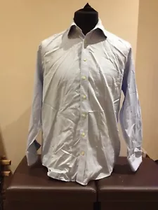 John Lewis Blue / White Striped Long Sleeved Casual Shirt 15.5" (P0218) - Picture 1 of 4