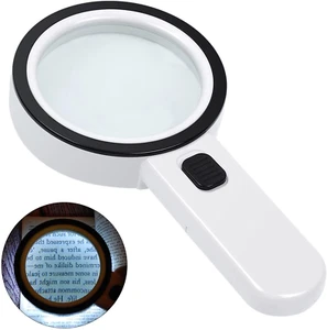 30X Jumbo Handheld Magnifying Glass w/ 12 Bright LED Light Illuminated Magnifier - Picture 1 of 8