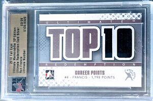 🔥#/9 RON FRANCIS DUAL RELIC TOP 10 CAREER POINTS 2010 ITG GAME USED MEMORABILIA