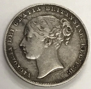 1866 Großbritannien Schilling Silber KM # 734,3 Stempel #58 Victoria - Bild 1 von 3