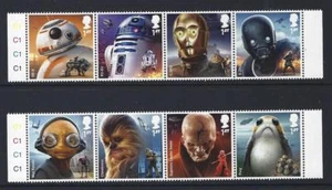 GREAT BRITAIN 2017 STAR WARS  SET 8 IN TWO STRIPS  UNMOUNTED MINT, MNH - Picture 1 of 1