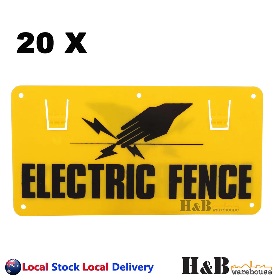 10X Electric Fence Caution Warning Sign Hook Tie To Wire Mesh Rope