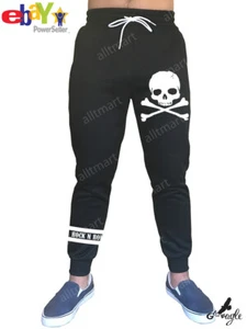 NEU HERREN SKULL ROCK N ROLL FLEECE JOGGINGHOSE MMA LUSTIG GYM SWEATHOSE SWEATPANTS - Bild 1 von 9