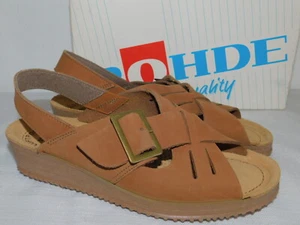 New Womens Size 38 Caramel Rohde Germany Softana-40 Nubuck Leather Wedge Sandals - Picture 1 of 4