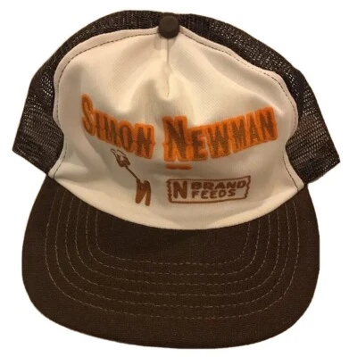 Gorra de malla de agricultor vintage años 80 Simon Newman marca N Feeds gorra Snapback Foto 1 de 4