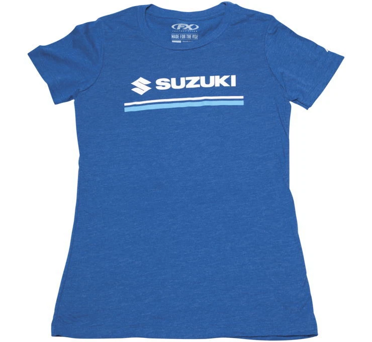 Camiseta para mujer Factory Effex Suzuki Stripes L Heather Royal Foto 1 de 1