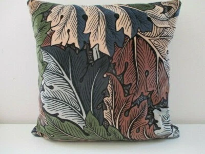 William Morris Acanthus Velvet Cushion Cover Sanderson Fabric Slate Blue Thyme  - Image 1 of 4