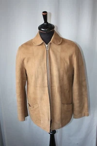 Vtg 70's Henjo Malung beige suede round collar jacket medium mod northern soul - Picture 1 of 22