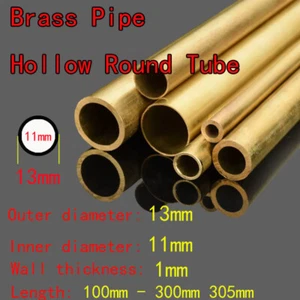 1pcs OD 13mm ID 11mm Brass Pipe Hollow Round Tube 100mm-305mm Length 1mm Thick - Picture 1 of 3